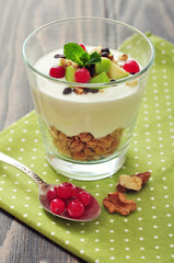 Dessert with yogurt and granola