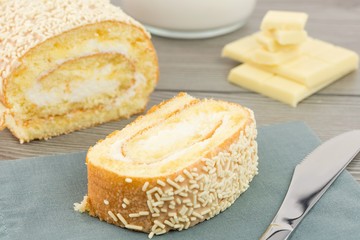 roll with cream milk and white chocolate