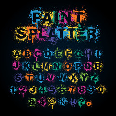 Colorful paint splatter alphabet