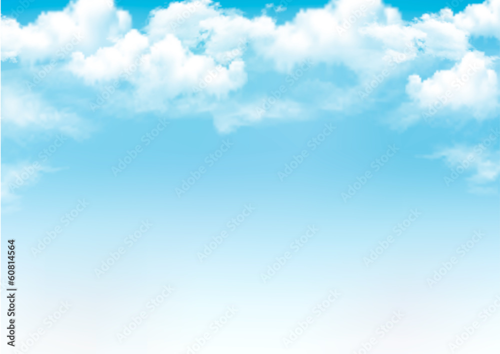 Poster blue sky with clouds. vector background