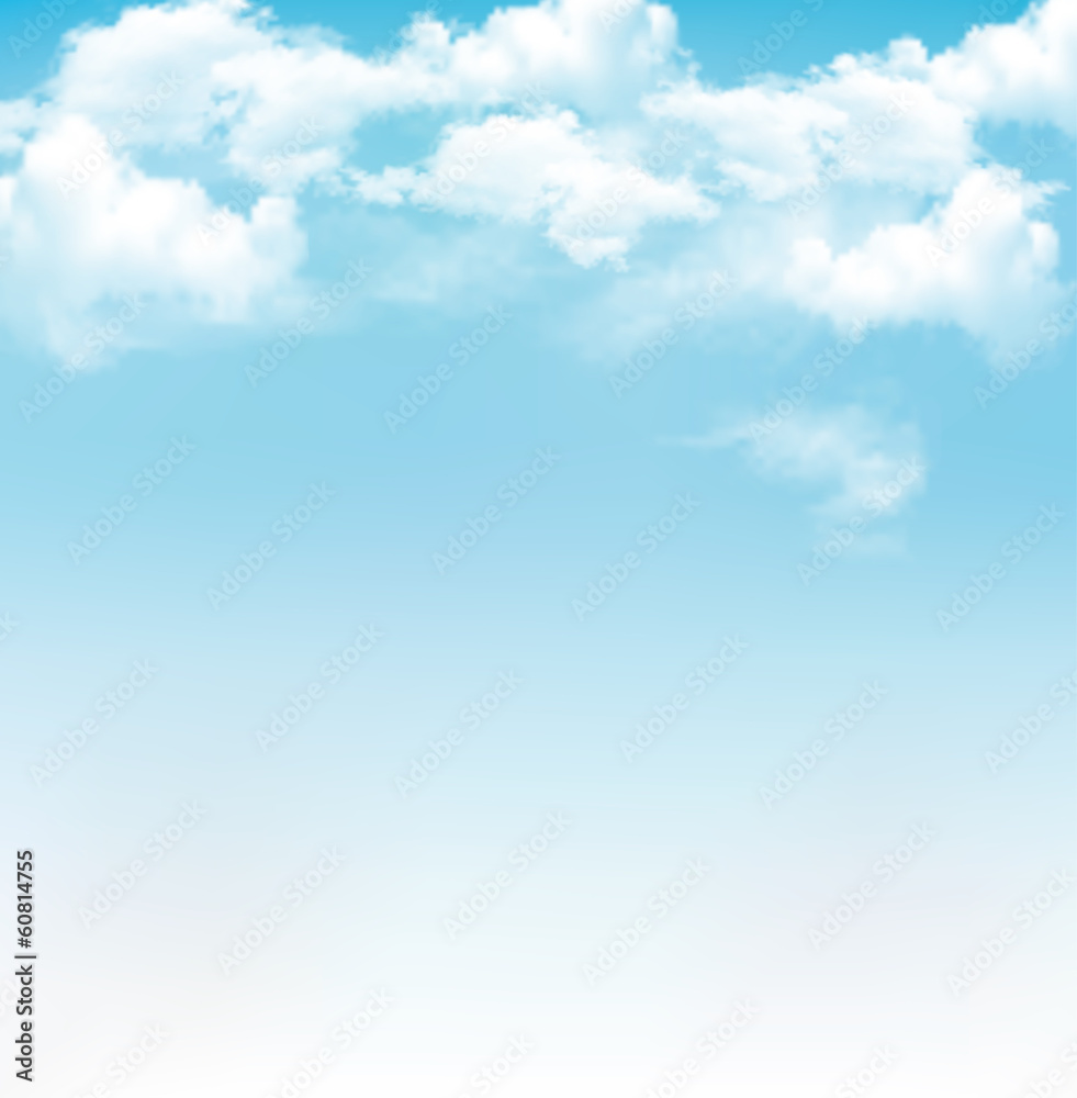 Poster blue sky with clouds. vector background