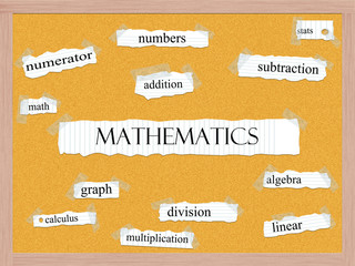 Mathematics Corkboard Word Concept