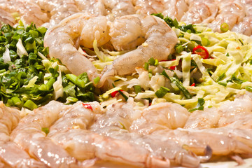 shrimp salad mixing
