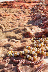 Fishing nets and tackle of mediterranean fisherboats