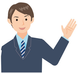 紹介するビジネスマン