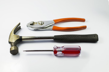 Hammer and Pliers and screwdriveer tools Isolated