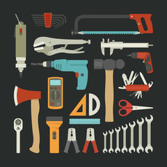 Hand tools icon set , flat design