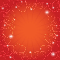 red vector card with hearts for valentine day