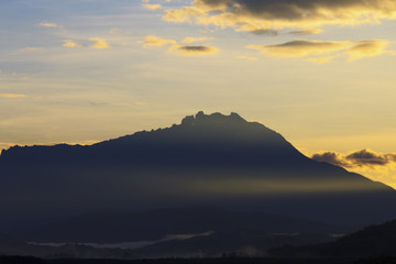 Mount Kinabalu at sunrise in Sabah, Borneo, Malaysia