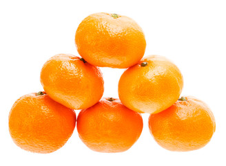 Stacked Fresh Mandarin Isolated On White Background.