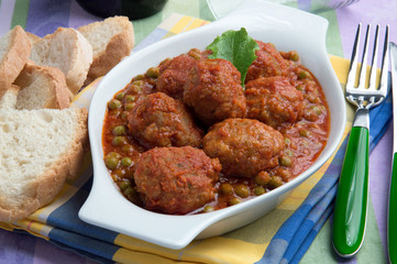 Meatballs and peas