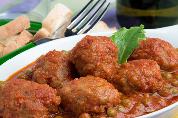 Meatballs and peas