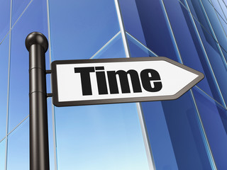 Timeline concept: sign Time on Building background