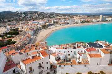 Obraz premium Peniscola beach and Village aerial view in Castellon Spain