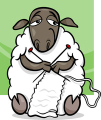 knitting sheep cartoon illustration