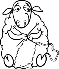 knitting sheep coloring page