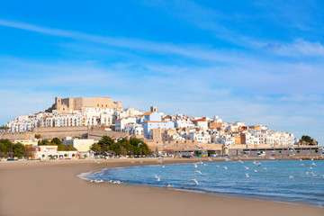 Fototapeta premium Peniscola Castle and beach in Castellon Spain
