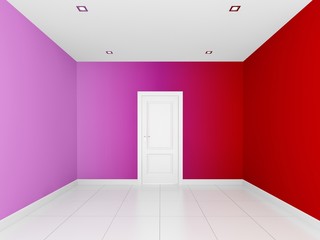colorful wall in a empty room