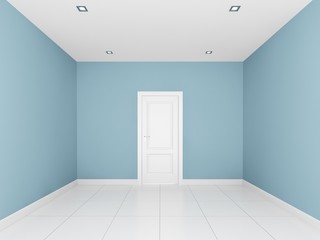light blue wall in a empty room