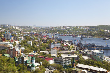 Panorama Of Vladivostok. Bight Golden Horn