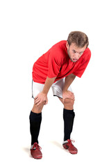 Naklejka premium Tired football player