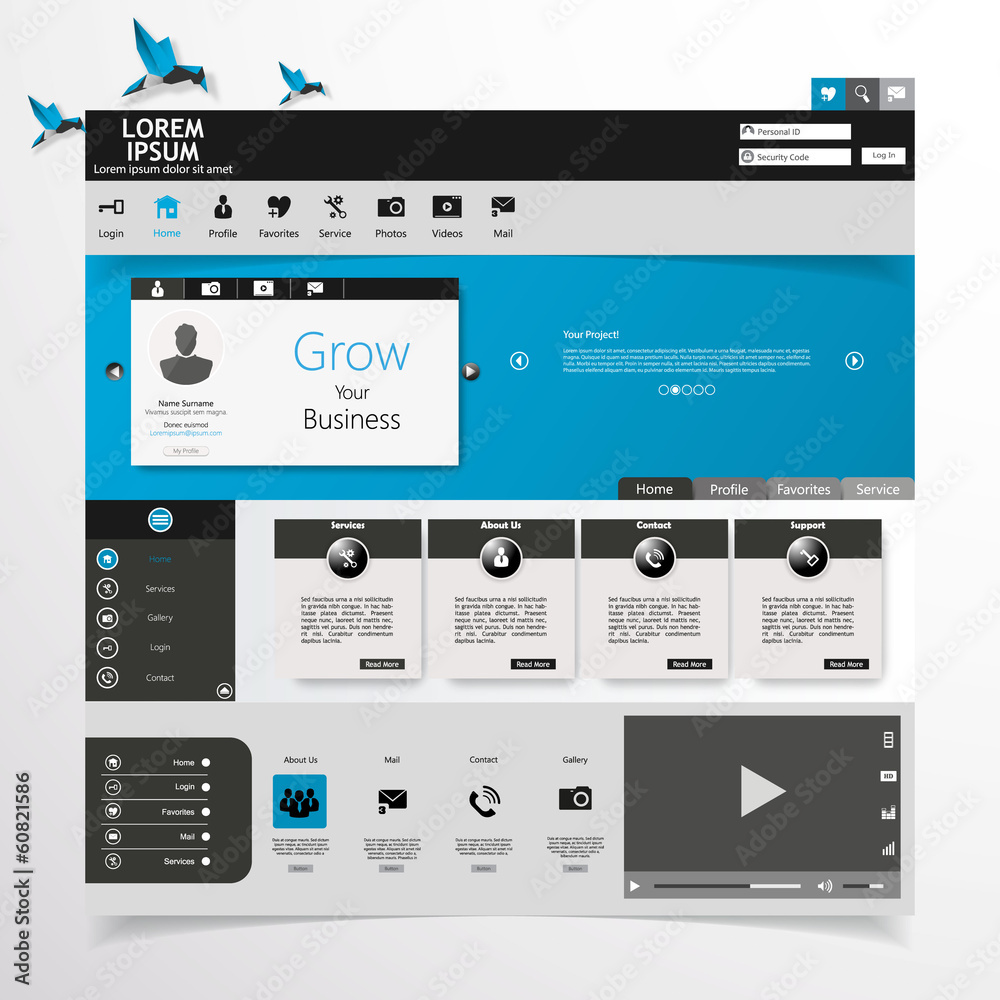 Canvas Prints web design, elements, buttons, icons. templates for website.