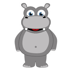 Hippopotamus in caricature cartoon style