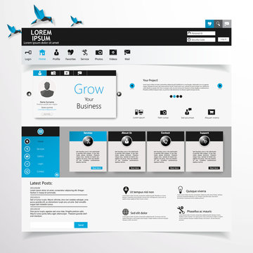 Web Design, elements, buttons, icons. Templates for website. 