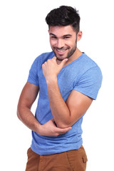 Obraz premium happy pensive casual man smiling