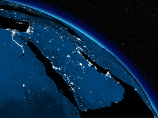 Night over Arabian peninsula - obrazy, fototapety, plakaty