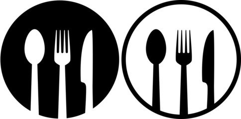 sign with spoon, fork and knife