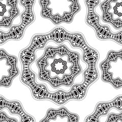 Abstract doodle, black and white seamless pattern