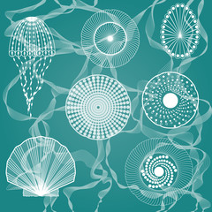 Sea creatures, seamless background - 60823979