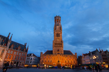 Naklejka premium Belfry of Bruges at Grote Markt, Belgium