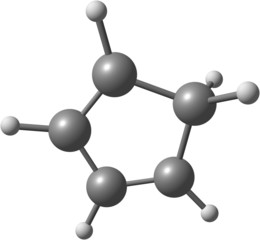 Cyclopentadiene molecular structure on white background