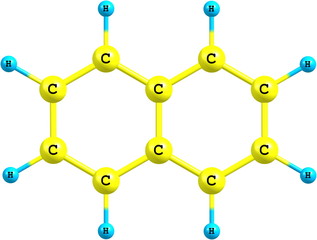 Naphtalene molecular structure on white background
