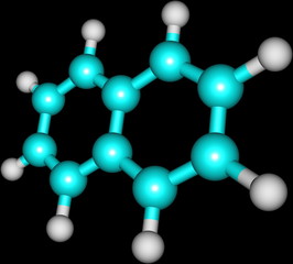 Naphtalene molecular structure on black background