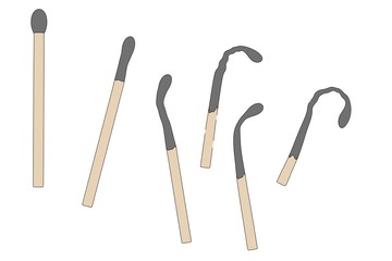 cartoon image of matches - burned