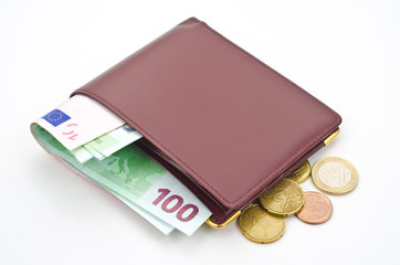 Money in leather wallet