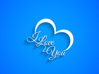 creative text design of I Love You on blue color background.