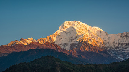 The Annapurna South in Nepal at sunrise