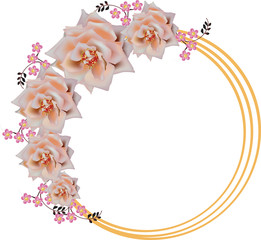 Naklejka na ściany i meble circle frame decorated by light rose flowers