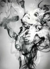 Photo sur Plexiglas Visage aquarelle portrait de femme abstrait. illustration aquarelle