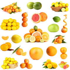 Collage of fruits isolated on white