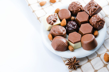 Luxury sweet chocolate pralines