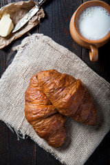 Fresh healthy croissant for breakfast