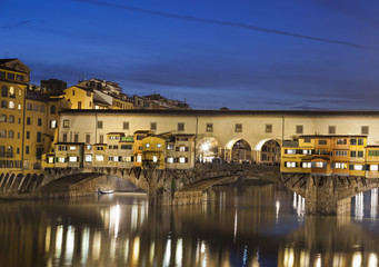 Great View of Ponte Vecchio at night. Firenze, Italy.