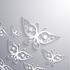 Paper 3d butterflies background