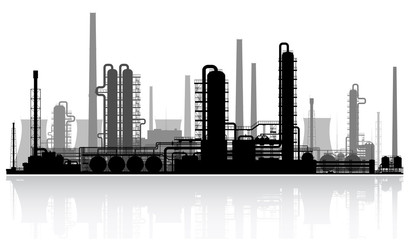 Fototapeta na wymiar Oil refinery silhouette. Vector illustration.