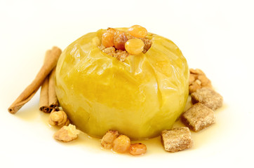 Baked apple with raisins